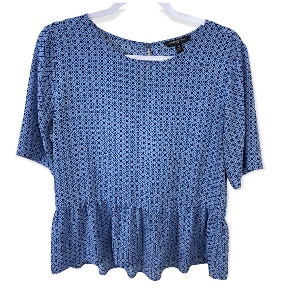Banana Republic Peplum Blue Short Sleeve